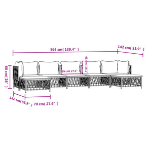 Set Salotto da Giardino 7 pz con Cuscini Antracite in Acciaio 3186905