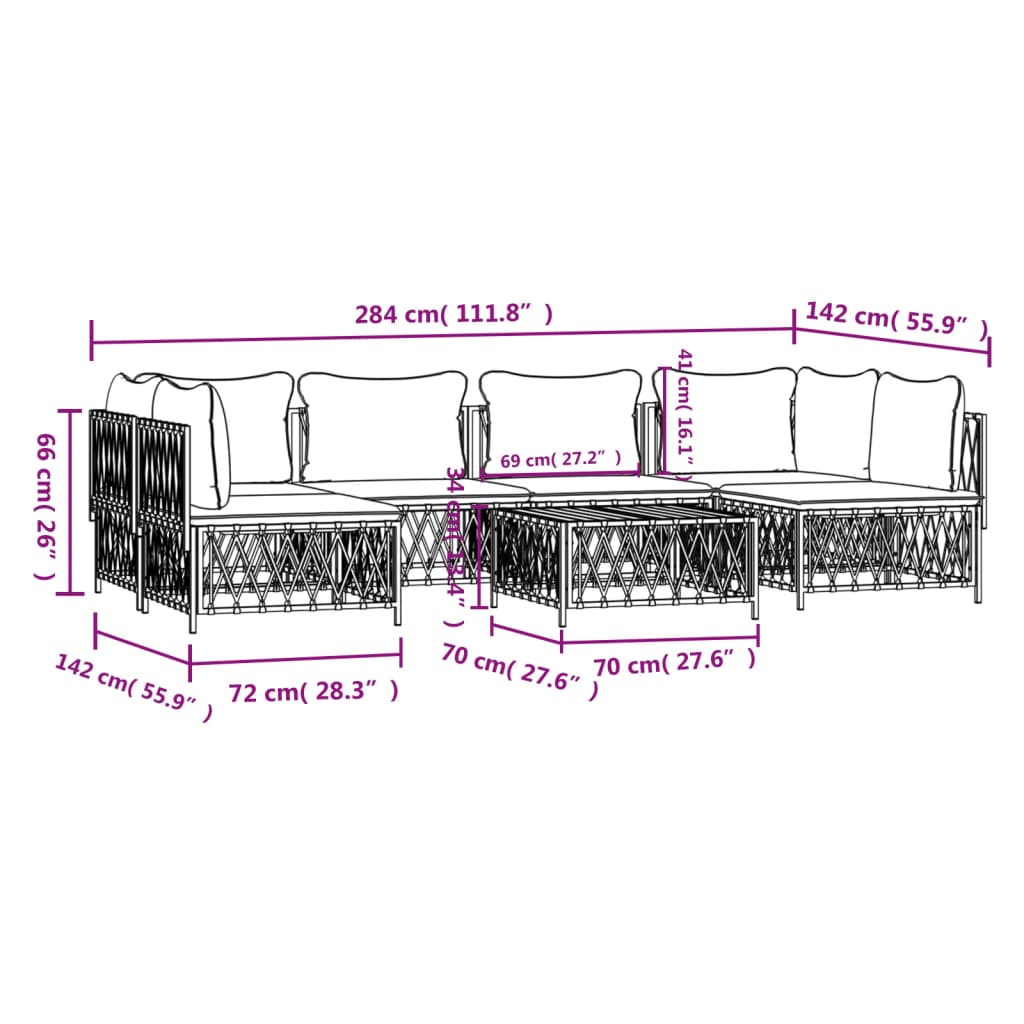 Set Salotto da Giardino 7 pz con Cuscini Antracite in Acciaio 3186911