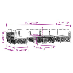 Set Salotto da Giardino 8 pz con Cuscini in Acciaio Bianco 3186916