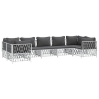 Set Divani da Giardino 7 pz con Cuscini in Acciaio Bianco 3186922