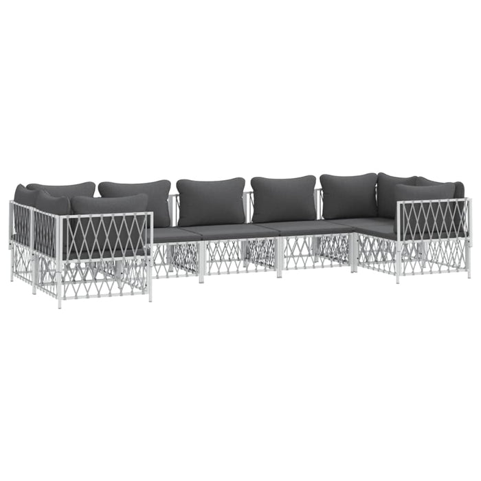 Set Divani da Giardino 7 pz con Cuscini in Acciaio Bianco 3186922