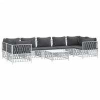 Set Salotto da Giardino 8 pz con Cuscini in Acciaio Bianco 3186924