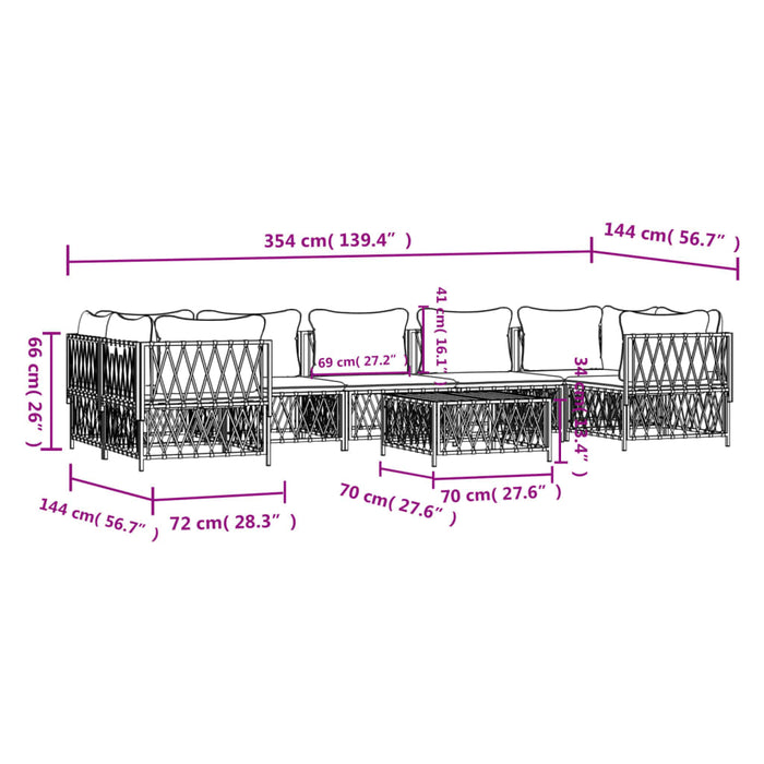 Set Divani da Giardino 8 pz con Cuscini Antracite in Acciaio 3186925