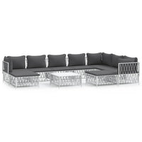 Set Salotto da Giardino 10 pz con Cuscini in Acciaio Bianco 3186930