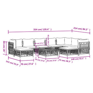 Set Salotto da Giardino 10 pz con Cuscini in Acciaio Bianco 3186930