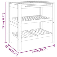 Mobile Vanità da Bagno con 2 Mensole 74x45x75 cm Legno Massello 353955