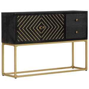 Credenza Nera e Oro 110x30x75 cm in Legno Massello di Mango 353912