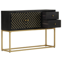 Credenza Nera e Oro 110x30x75 cm in Legno Massello di Mango 353912