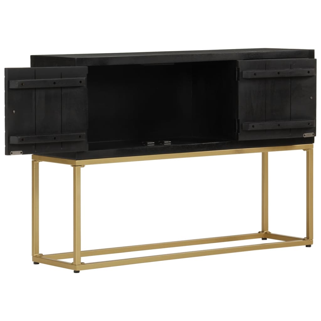 Credenza Nera e Oro 110x30x75 cm in Legno Massello di Mango 353912