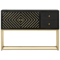 Credenza Nera e Oro 110x30x75 cm in Legno Massello di Mango 353912