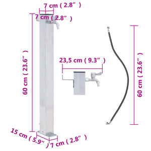 Colonna d'Acqua da Giardino 60 cm Acciaio Inox Quadrato 364497