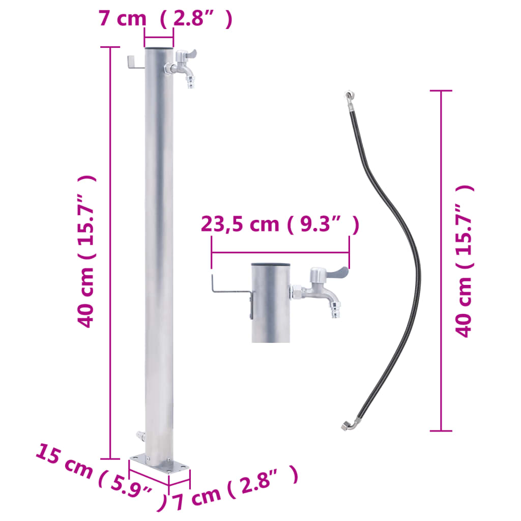 Colonna d'Acqua da Giardino 40 cm Acciaio Inox Rotonda 364500