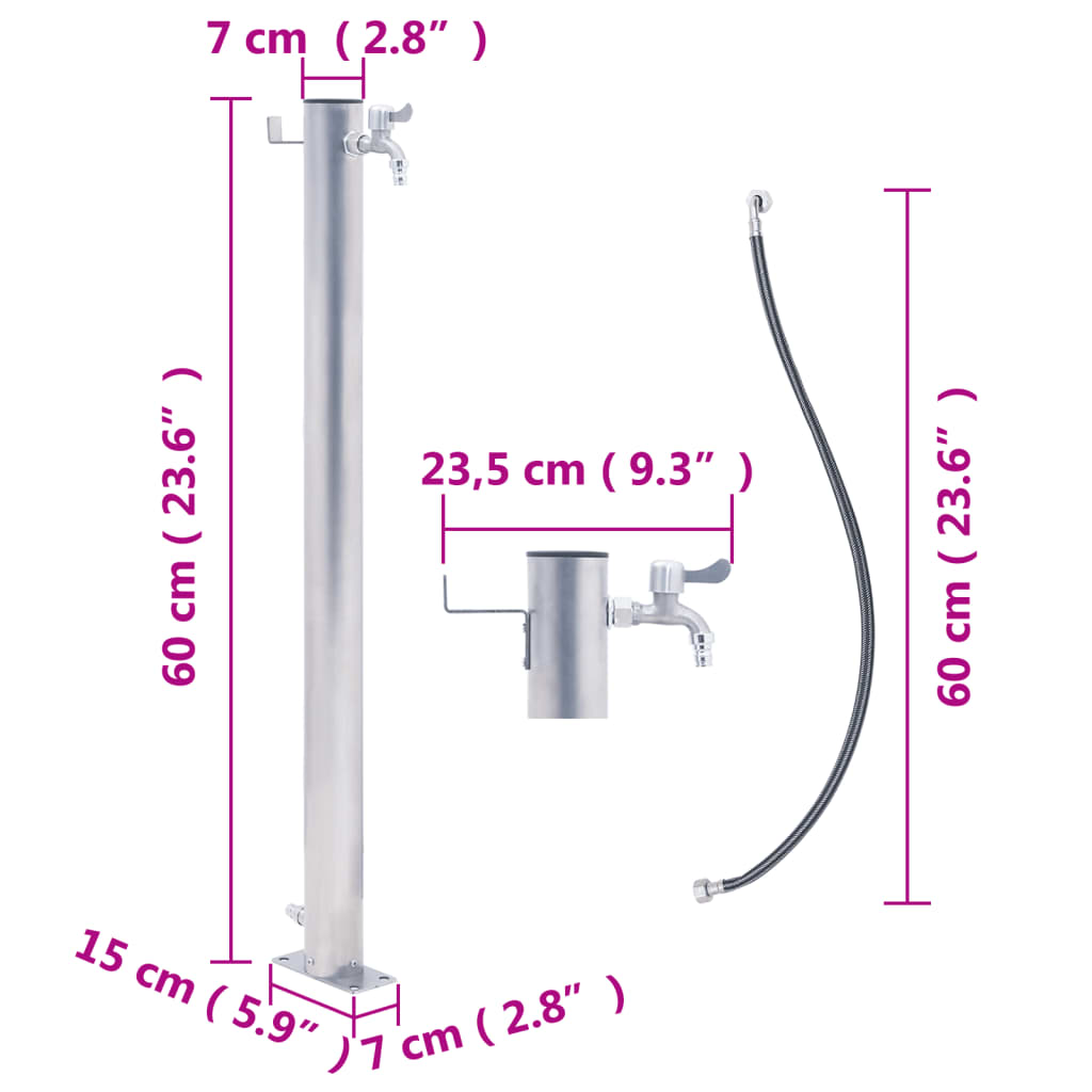 Colonna d'Acqua da Giardino 60 cm Acciaio Inox Rotonda 364501