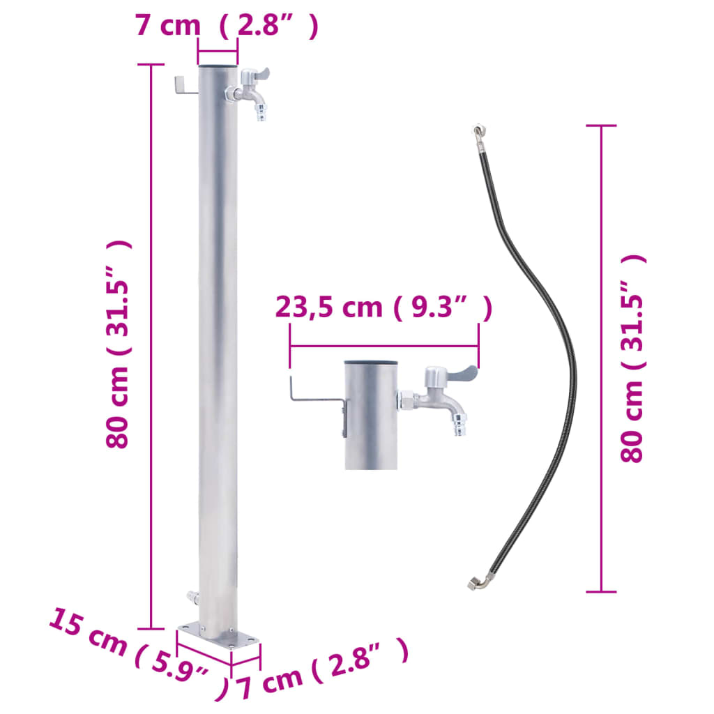 Colonna d'Acqua da Giardino 80 cm Acciaio Inox Rotonda 364502