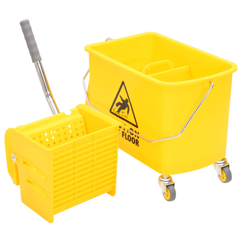 Secchio Mocio con Strizzatoio e Ruote Giallo 20 L Polipropilene cod mxl 103058