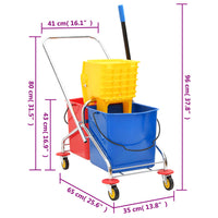 Carrello Pulizie con Secchi e Strizzatoio PP e Acciaio Cromato 154462