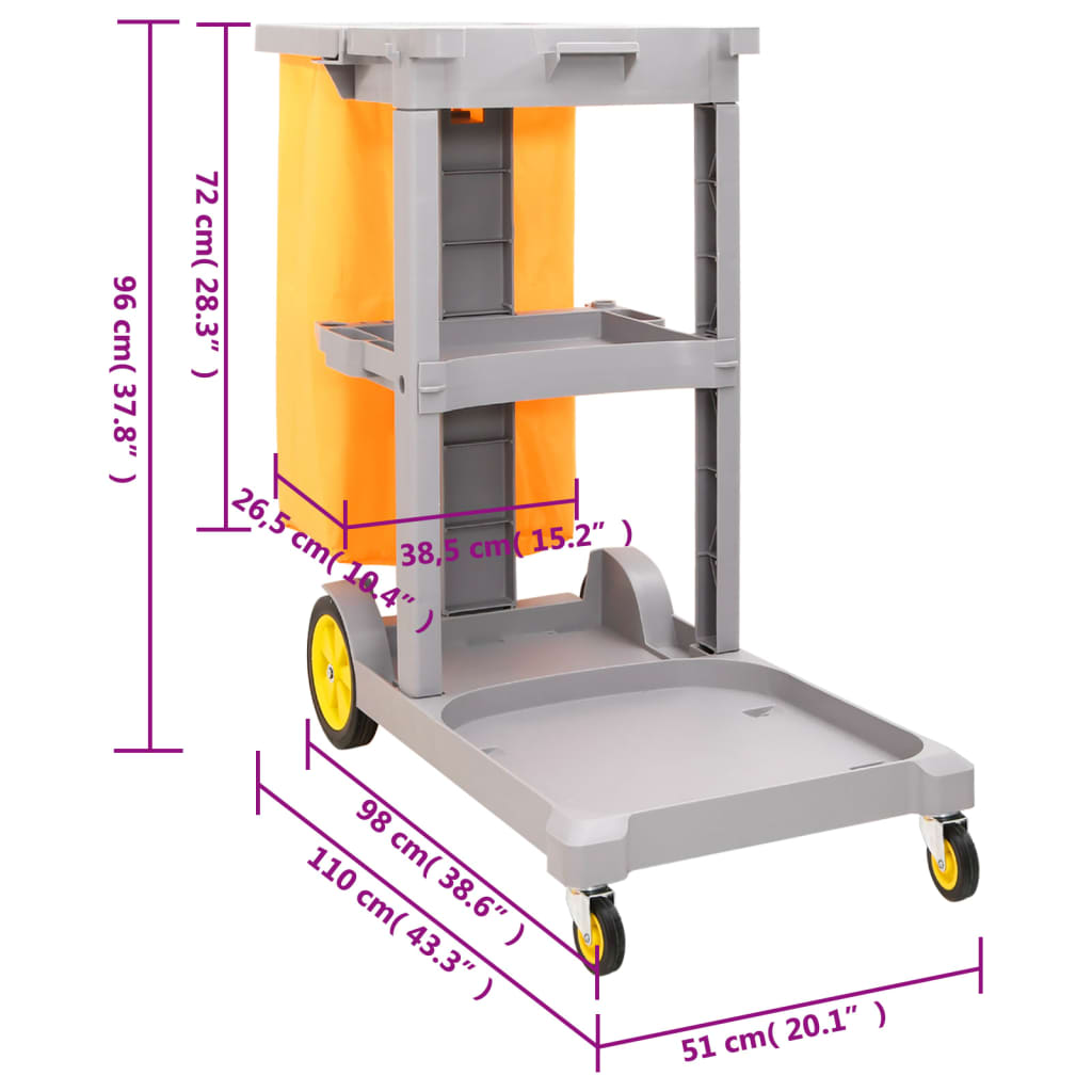 Carrello per Pulizie con Secchio Mocio in Polipropilene 3186936