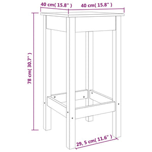 Sgabelli 2 pz 40x40x78 cm in Legno Massello di Pino 833259