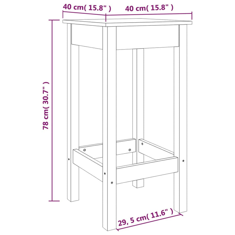 Sgabelli 2 pz 40x40x78 cm in Legno Massello di Pino 833259