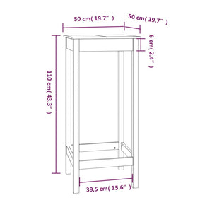 Tavolo da Bar 50x50x110 cm in Legno Massello di Pino 833263