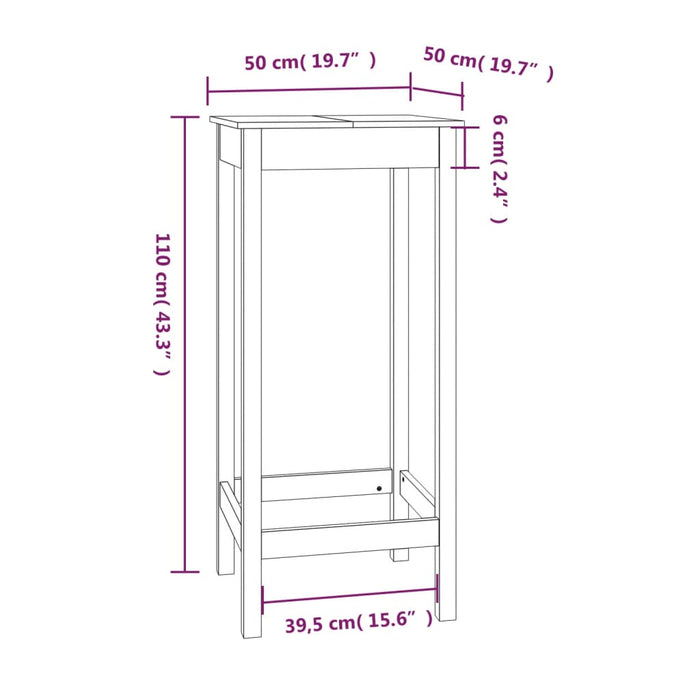 Tavolo da Bar 50x50x110 cm in Legno Massello di Pino 833263