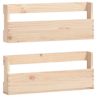 Scarpiere a Parete 2 pz 59x9x23 cm Legno Massello di Pino 833273