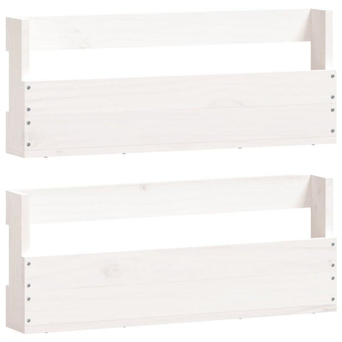 Scarpiere a Parete 2 pz Bianco 59x9x23cm Legno Massello di Pino 833274