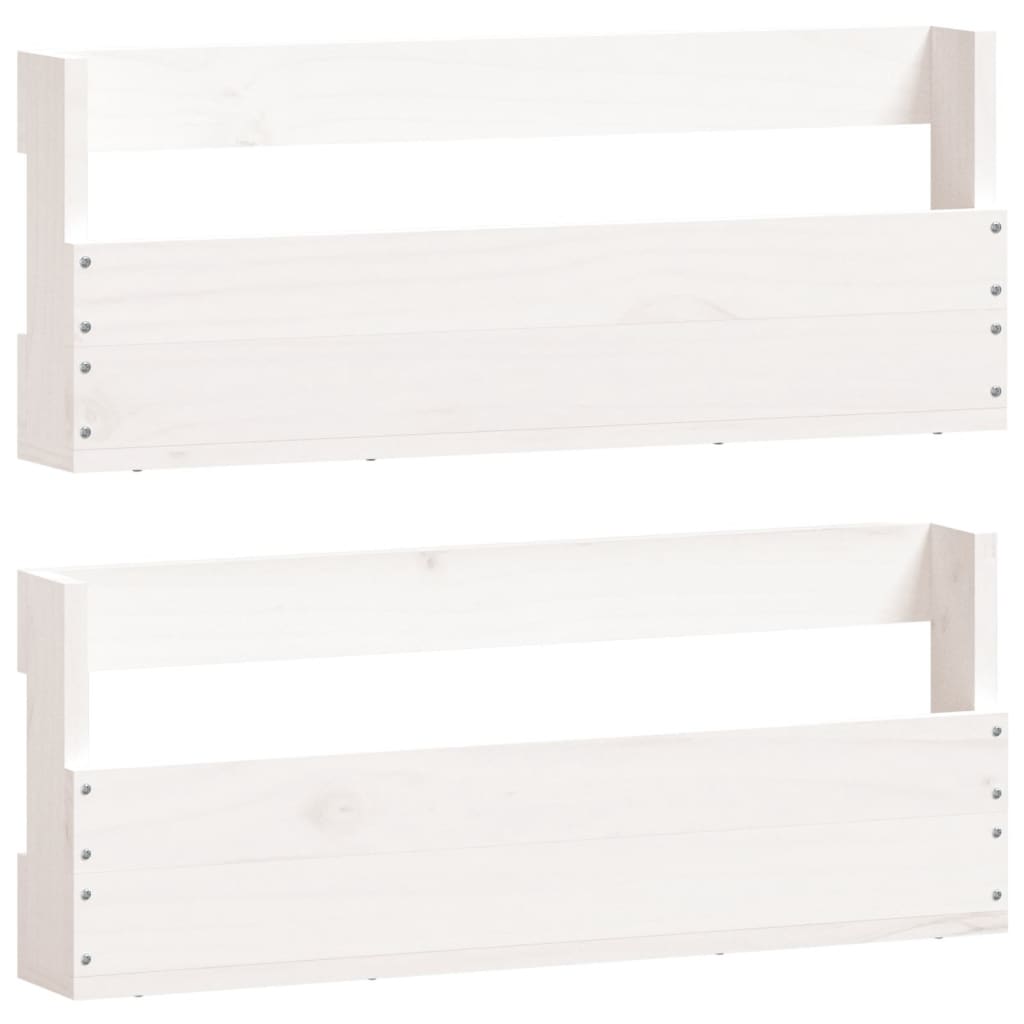 Scarpiere a Parete 2 pz Bianco 59x9x23cm Legno Massello di Pinocod mxl 130032