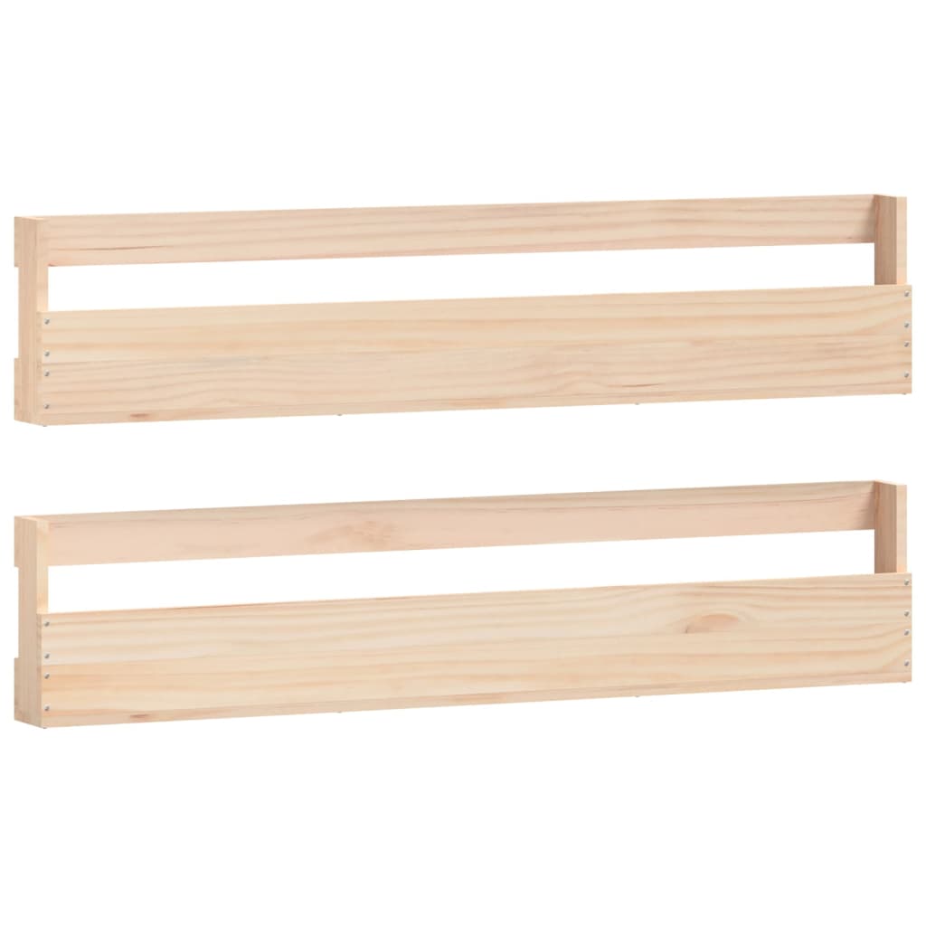 Scarpiere a Parete 2 pz 110x9x23 cm Legno Massello di Pino 833275