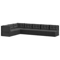 Set Salotto da Giardino con Cuscini 7pz Nero Polyrattan 3187100