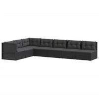 Set Salotto da Giardino con Cuscini 7pz Nero Polyrattan 3187100