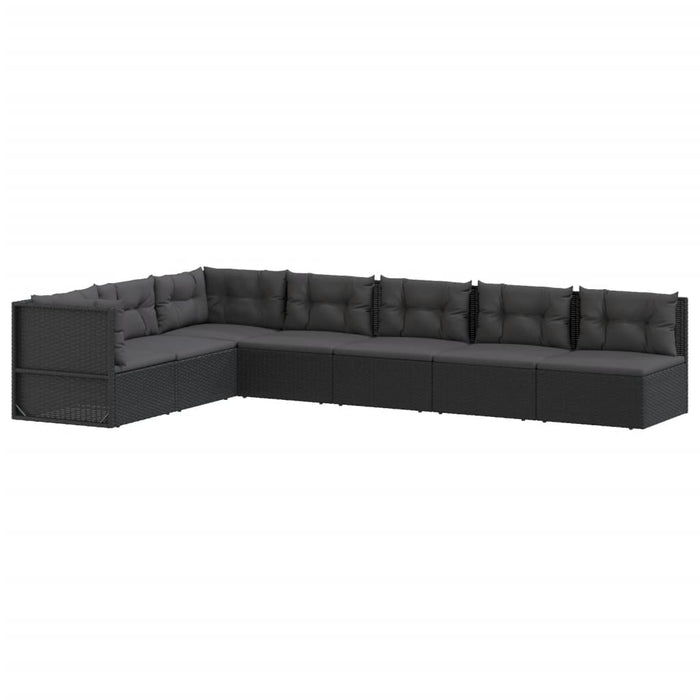 Set Salotto da Giardino con Cuscini 7pz Nero Polyrattan 3187100