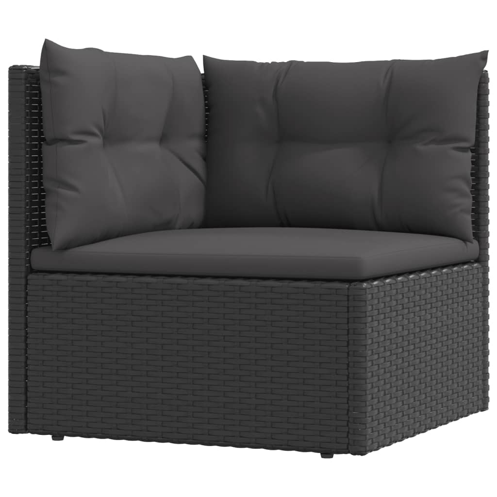 Set Salotto da Giardino con Cuscini 7pz Nero Polyrattan 3187100