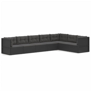 Set Salotto da Giardino con Cuscini 7pz Nero Polyrattan 3187121