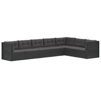 Set Salotto da Giardino con Cuscini 7pz Nero Polyrattan 3187121