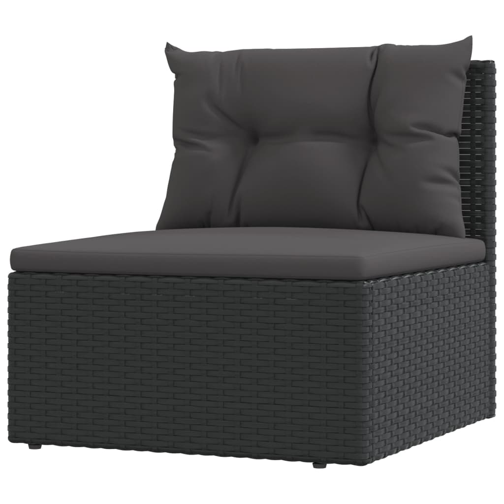 Set Salotto da Giardino con Cuscini 7pz Nero Polyrattan 3187121