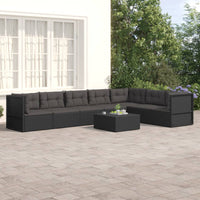 Set Salotto da Giardino con Cuscini 7pz Nero Polyrattan 3187121