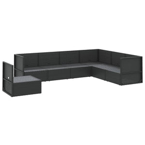 Set Salotto da Giardino con Cuscini 7pz Nero Polyrattan 3187135