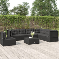 Set Salotto da Giardino con Cuscini 7pz Nero Polyrattan 3187135