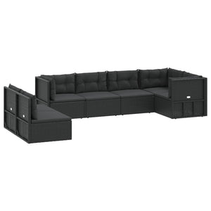 Set Salotto da Giardino con Cuscini 7pz Nero Polyrattan 3187139