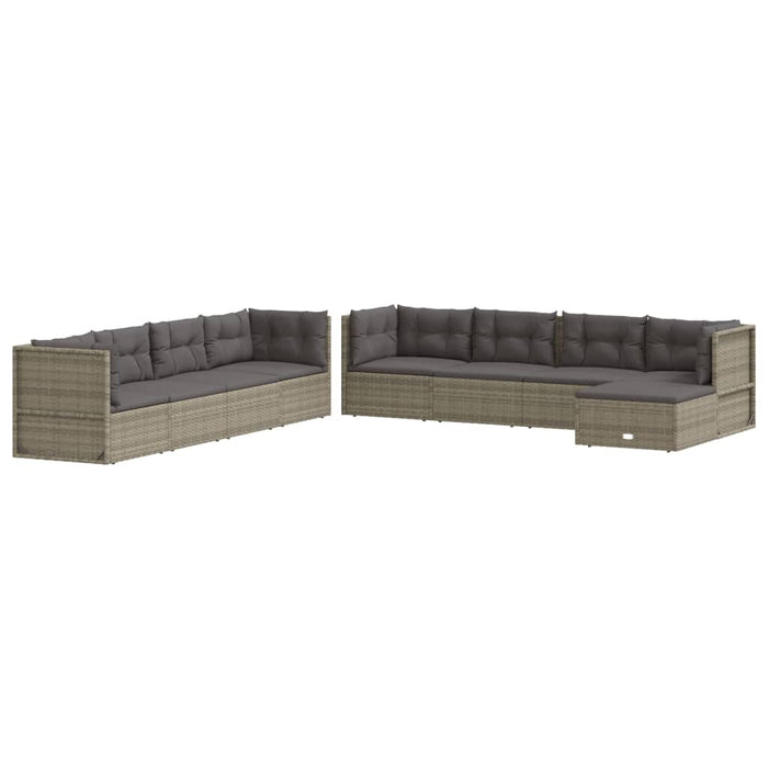 Set Divani da Giardino 9 pz con Cuscini in Polyrattan Grigio 3187178