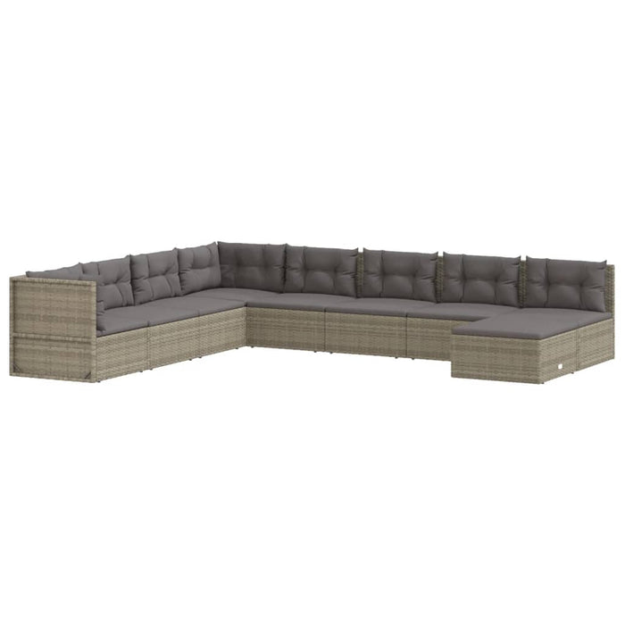 Set Divani da Giardino 9 pz con Cuscini in Polyrattan Grigio 3187186