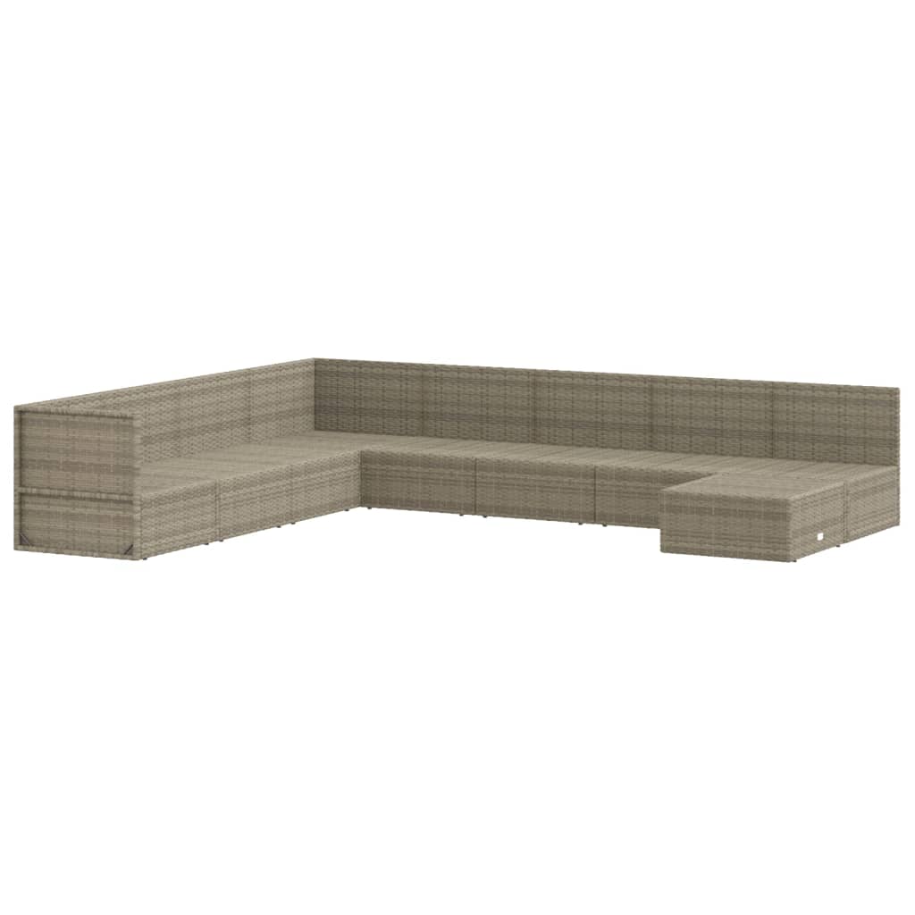 Set Divani da Giardino 9 pz con Cuscini in Polyrattan Grigio 3187186