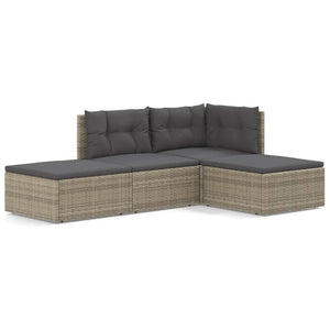 Set Divani da Giardino 4 pz con Cuscini in Polyrattan Grigio 3187187