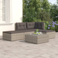 Set Divani da Giardino 4 pz con Cuscini in Polyrattan Grigio 3187187