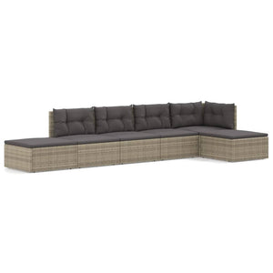 Set Divani da Giardino 6 pz con Cuscini in Polyrattan Grigio 3187190