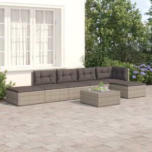 Set Divani da Giardino 6 pz con Cuscini in Polyrattan Grigio 3187190