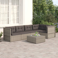 Set Divani da Giardino 5 pz con Cuscini in Polyrattan Grigiocod mxl 78475