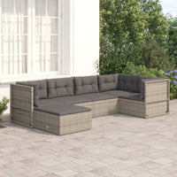 Set Divani da Giardino 6 pz con Cuscini in Polyrattan Grigio 3187196