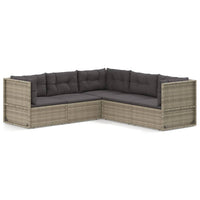 Set Divani da Giardino 5 pz con Cuscini in Polyrattan Grigio 3187200